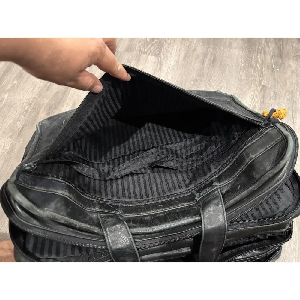 TUMI Alpha Leather Laptop Briefcase - 9674D3 - Black Travel Bag